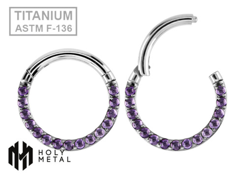 Кольцо-кликер Side Amethyst Stone 1.2 мм (16 G)